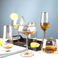 Customized colored gold rimmed glasses coupe cocktail glass